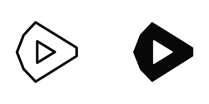 Modern play triangle icon with outline border in diamond shape