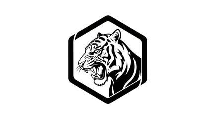 Black and white tiger head logo. © satu