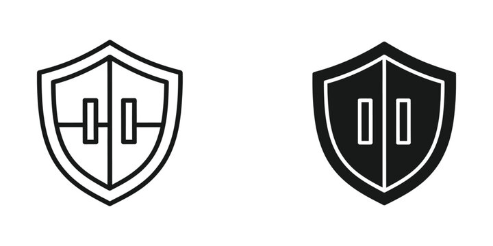 Modern shield icon with binary code design in black and white
