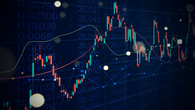 Stock market financial chart showing uptrend data. Trading analysis illustration concept. Candelstick information