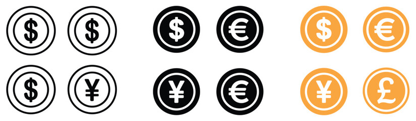 Fototapeta premium International Currency Symbols: A visual representation of global currency. exchange symbol, financial icon, world money, money concept, currency exchange.