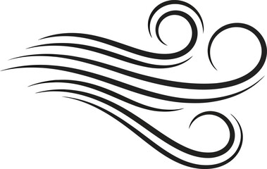 Fototapeta premium Wind swirl and gusts in a stylized vector silhouette against a clean white background