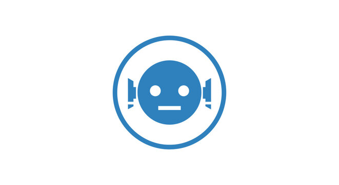 A blue emoticon face with headphones.