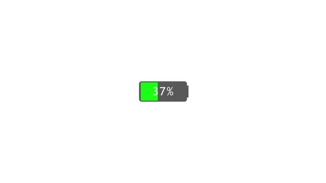 Battery Charging Animation 0% to 86% on Transparent Background
