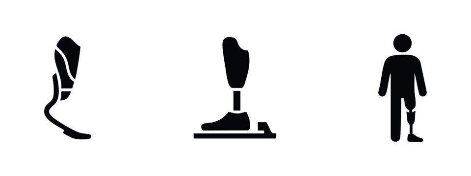 Prosthetic Leg Artificial Limb and Disability Support Icon Set
