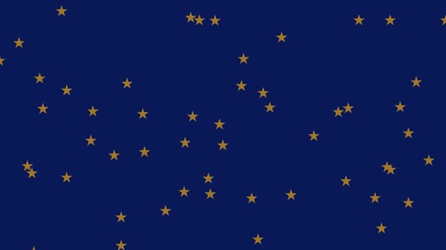 stars, golden stars on blue background, night. Animated