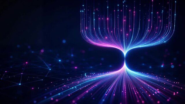 Abstract Big Data Flow Visualization with Glowing Digital Network, Artificial Intelligence, Data Transfer, Futuristic Technology Background Video