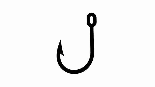 Fishing hook icon, black hook symbol, fishing equipment, vector illustration
