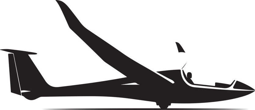 Glider, sailplane, aircraft silhouette, black icon, aviation symbol