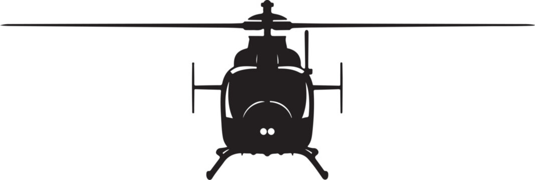 Black helicopter silhouette, aircraft icon, vector helicopter, transportation symbol