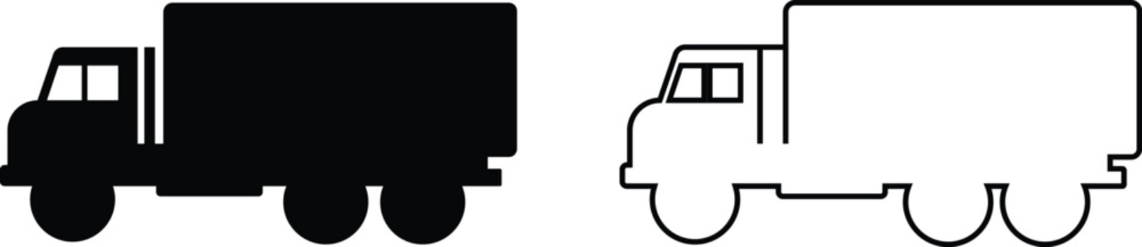 Military vehicle truck tank armored car set collection icons, transport carrier combat vehicle vector pack, army convoy transport silhouette and outline flat line black style isolated design elements