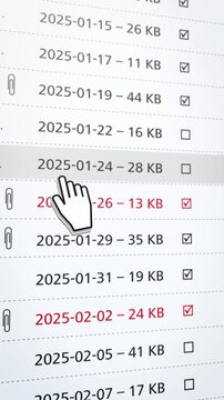 Clean vertical closeup of an email application with subtle mouse hover interaction, ideal for workflow tutorials, SaaS promotion and digital office advertising visuals
