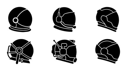 Astronaut Helmet Icons, Space Explorer Headgear Set, Sci-Fi Cosmonaut Gear Collection, Futuristic Space Suit Accessories © Nadia