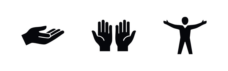 Obraz premium Hand Gestures and Open Arms Icons Set - Giving, Receiving, and Welcome Vector Symbols
