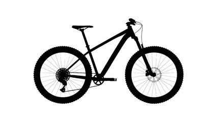 Fototapeta premium Black and white vector illustration of a mountain bike with suspension fork and disc brakes Vector