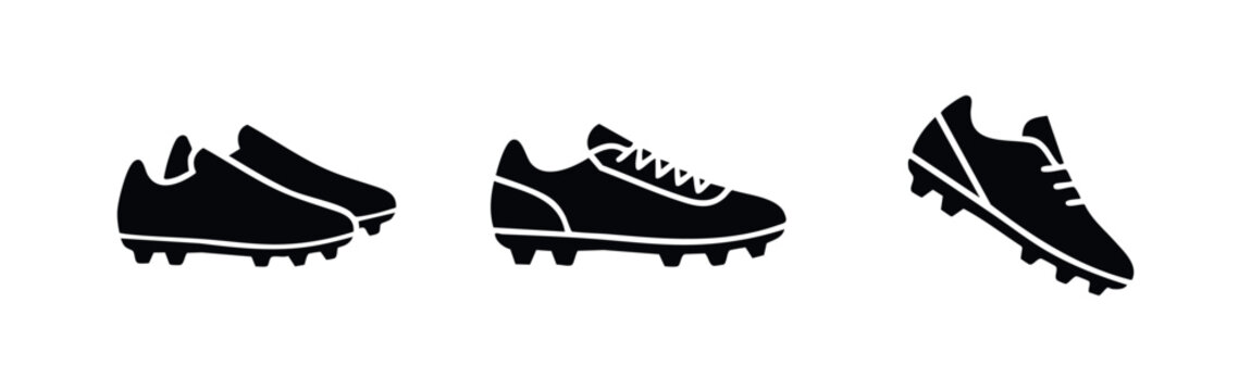 Soccer Cleats and Football Shoes Icons. Athletic Footwear for Sports and Game Play Vector Set