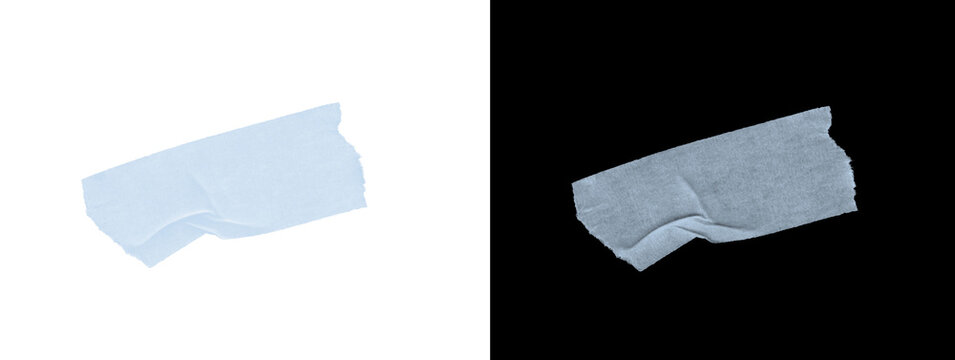 Glowing Light Blue Notched Horizontal Tape Strip on Black Background