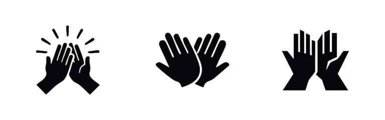 Obraz premium Collection of Hand Gestures and Palms Silhouette Icons for Communication and Prayer