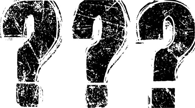 grunge distressed question marks set vintage punctuation marks in black textured design