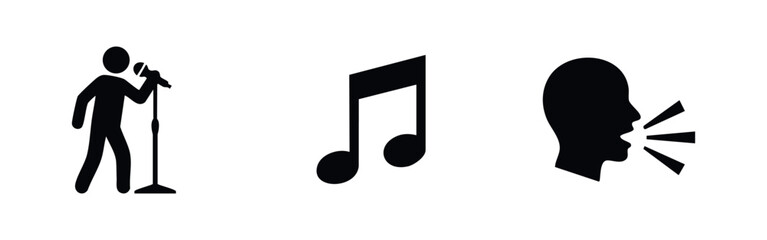 Music Singer and Voice Communication Icons Set Silhouette © Lili
