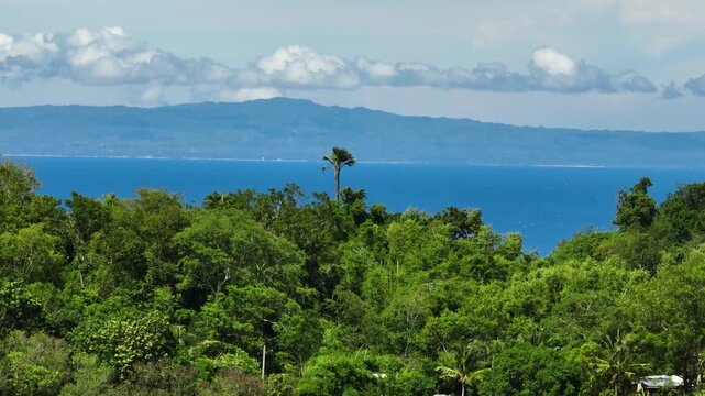 Aerial view of Cebu Island from Apo Island through the rainforest. Negros, Philippines.