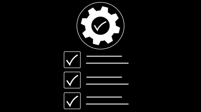 Process Optimization Icon With Checklist And Gear Graphic On Green Background.