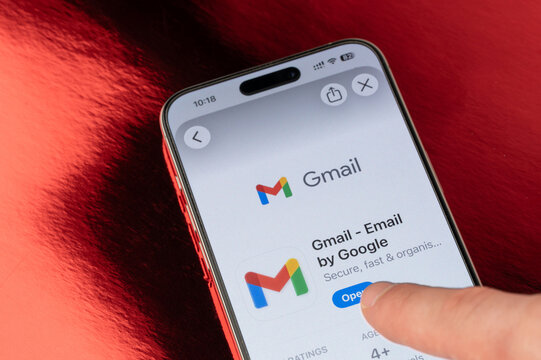 Open Gmail app on iphone smartphone
