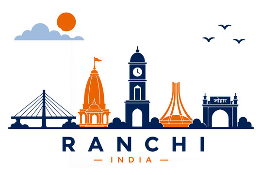 Ranchi India Skyline Minimalist Vector City Poster