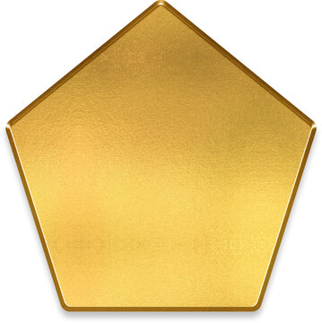 Elegant 3D golden pentagon polygon shape for geometric design