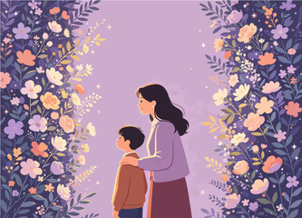 Fototapeta premium Mother's Day Parent-Child Poster Background 