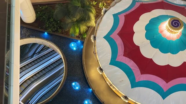 Carousel Shopping Mall escalators at Bakirkoy District in Istanbul, Turkey. Carousel has an area of ​​76.500 m&sup2; and houses 117 stores.