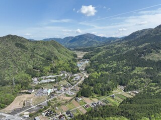 Naklejka premium 兵庫県 竹田城跡から見る風景