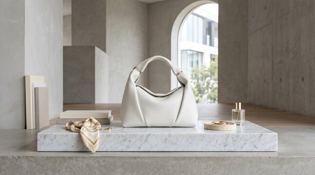 Minimal White Designer Handbag in Elegant Interior
