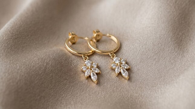 Luxury Gold Earrings with Crystal Charms