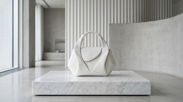 Minimal White Handbag in Luxury Interior Mockup