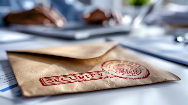 Top secret envelope on official papers, symbolizing classified documents and restricted information