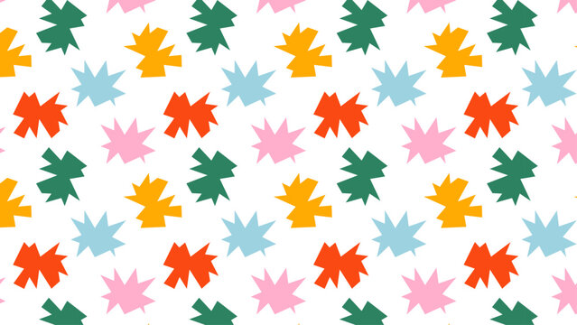 Abstract starburst seamless pattern in retro cartoon style. Colorful geometric wallpaper for fabric, branding and modern surface design