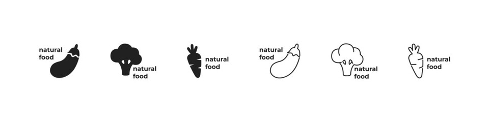 Fototapeta premium Natural vegetables product vector icon set