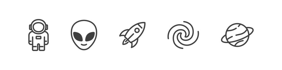 Space alien and spaceship icons set © Pavlo