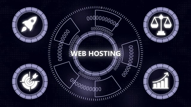 Web hosting digital interface with business growth and technology