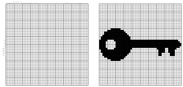 Nonogram puzzle series with numbered clues and pixel art solutions. Clean vector illustration for brain teasers, activity books, and printable worksheets
