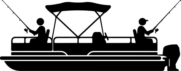 Pontoon boat silhouette vector illustration © Nasima