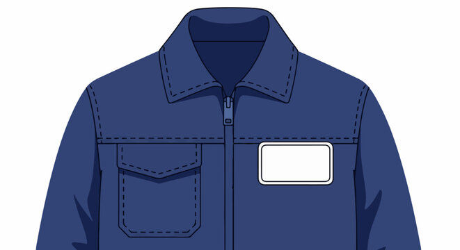Dark blue zippered jacket with patch pocket and blank name tag