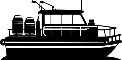 Pontoon boat silhouette vector illustration © Nasima