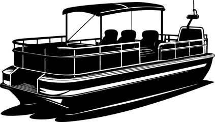 Pontoon boat silhouette vector illustration © Nasima