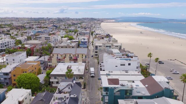 Venice Beach Los Angeles Aerial View of Coastline and Beach Homes 02