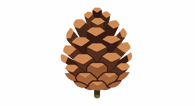 Detailed, flat illustration of a single brown pinecone on a white background