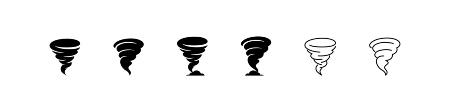 Tornado vector filled and outline icon set. Weather, storm, and atmospheric danger collection
