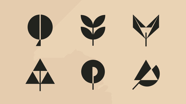 Bloom Themed Minimalist Vector Icons Depicting Plant and Tree Growth for Sustainable Branding and Modern Design Projects
