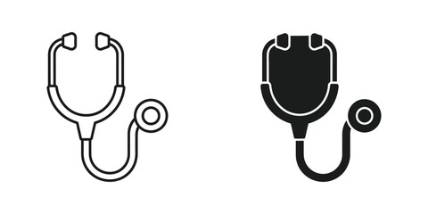 Fototapeta premium Modern stethoscope icon with black and white style design